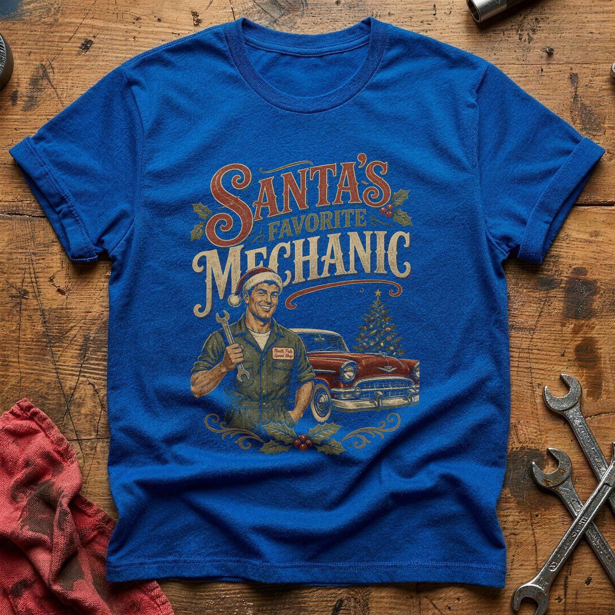 Santa's Favorite Mechanic 96 T-Shirt - Royal