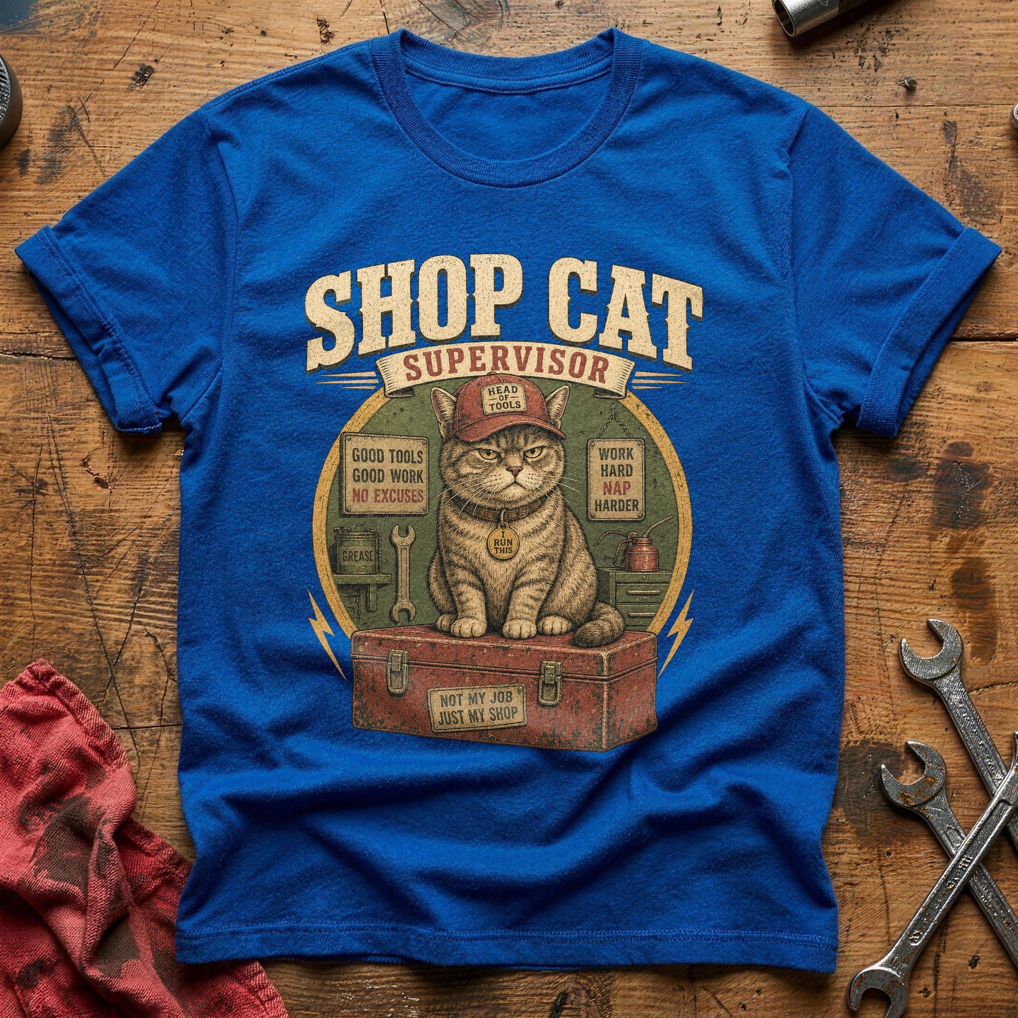 Shop Cat Supervisor T-Shirt - Royal