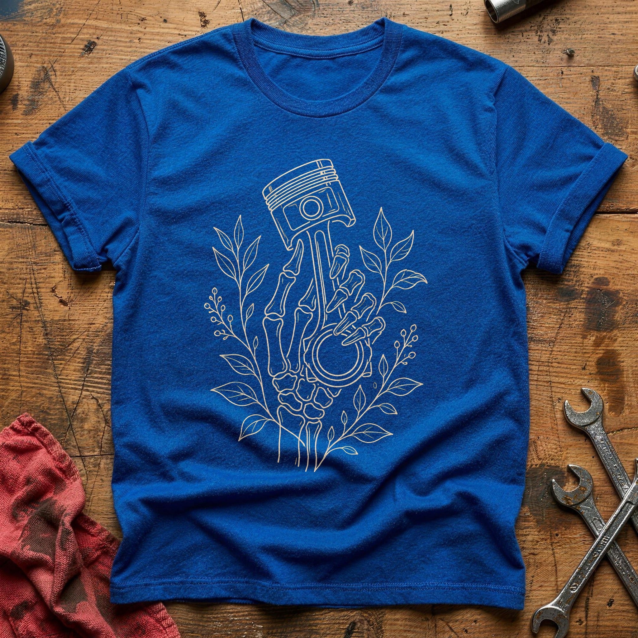 Skeletal Hand Piston 83 T-Shirt - Royal