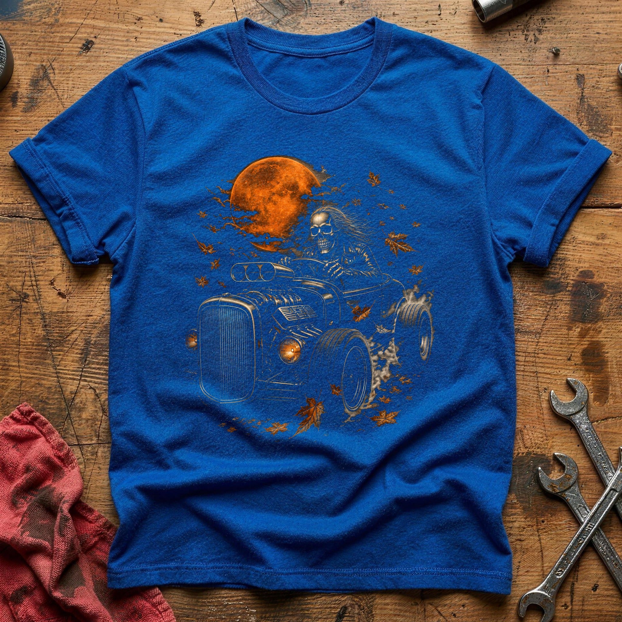 Skeleton Driving Hotrod 89 T-Shirt - Royal