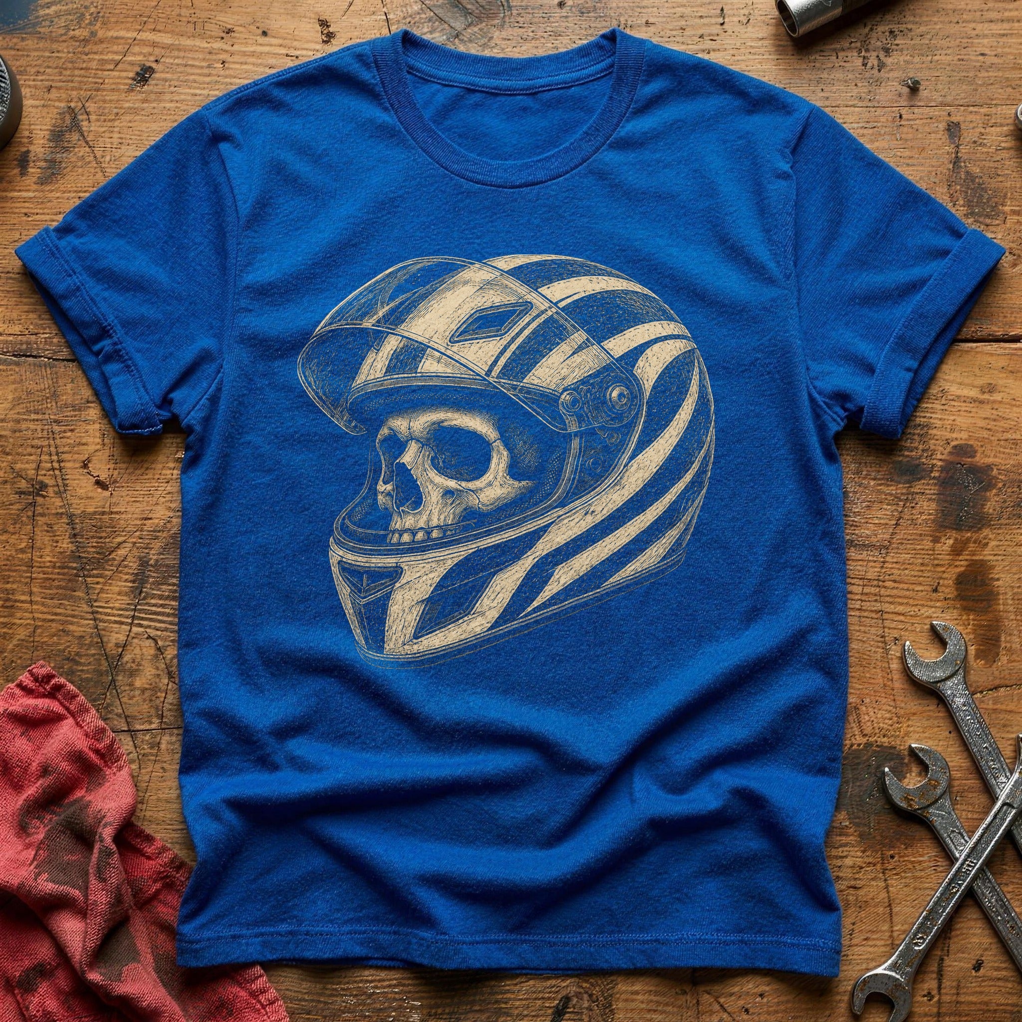 Sketch Racer Skull T-Shirt - Royal