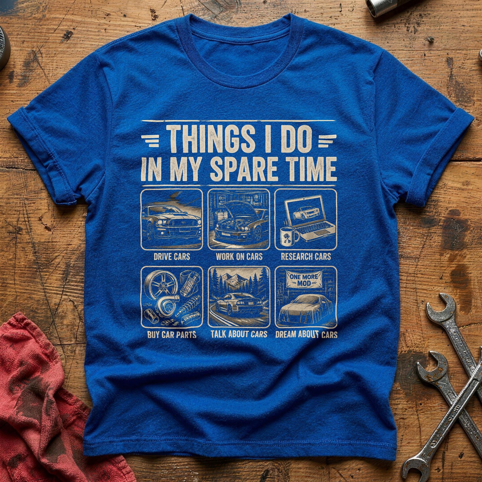 Spare Time Garage T-Shirt - Royal