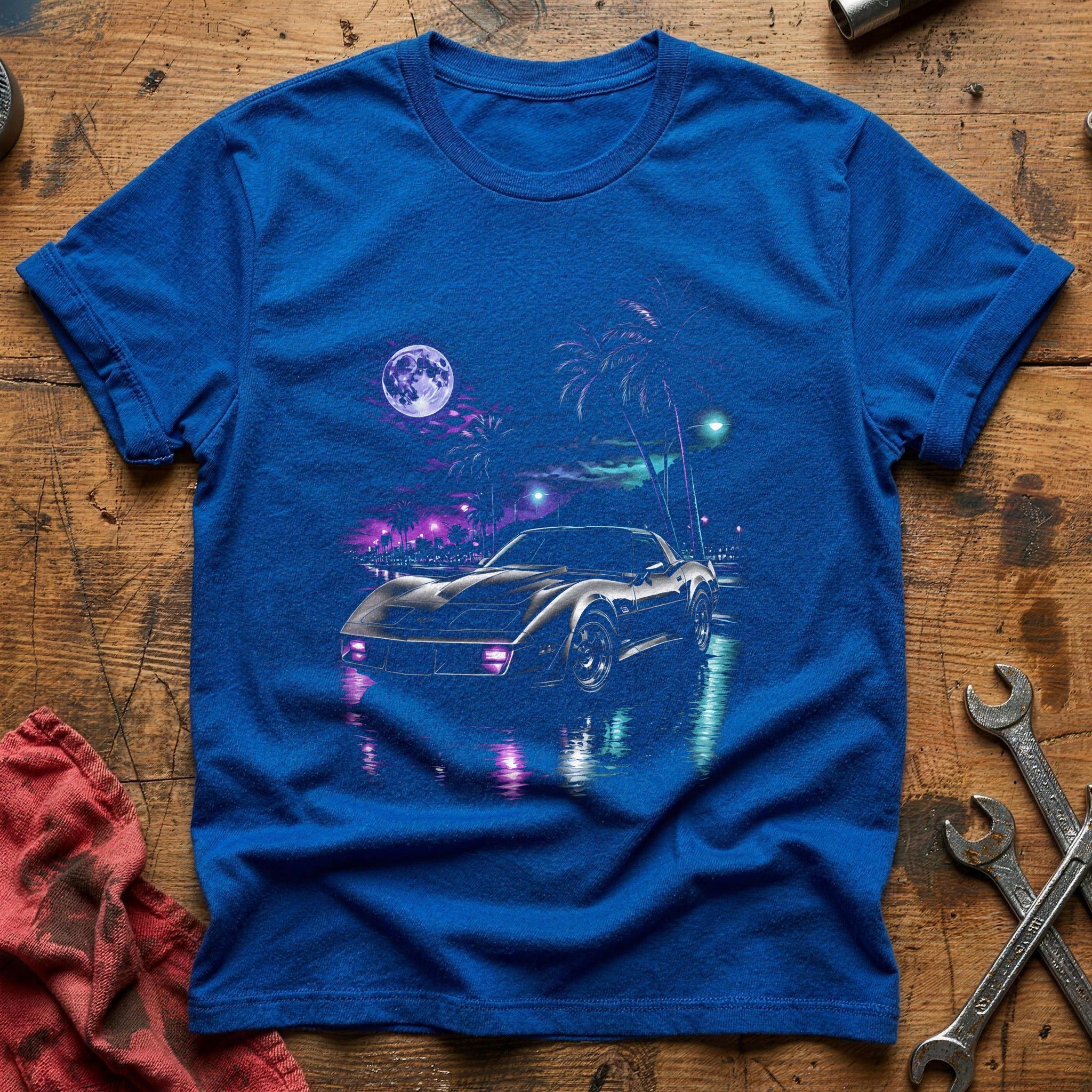 Sports Car Night Drive T-Shirt - Royal