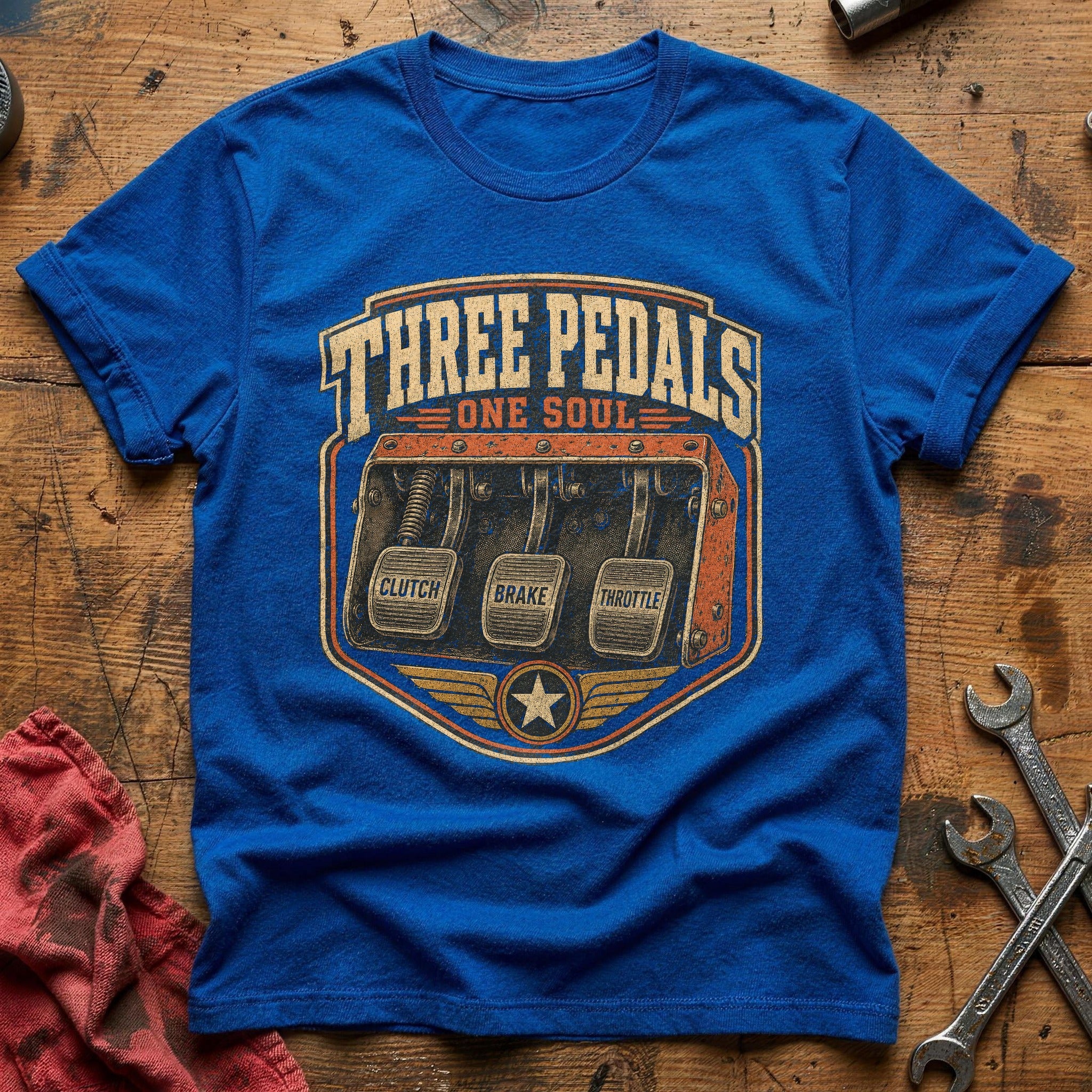 Three Pedals, One Soul T-Shirt - Royal