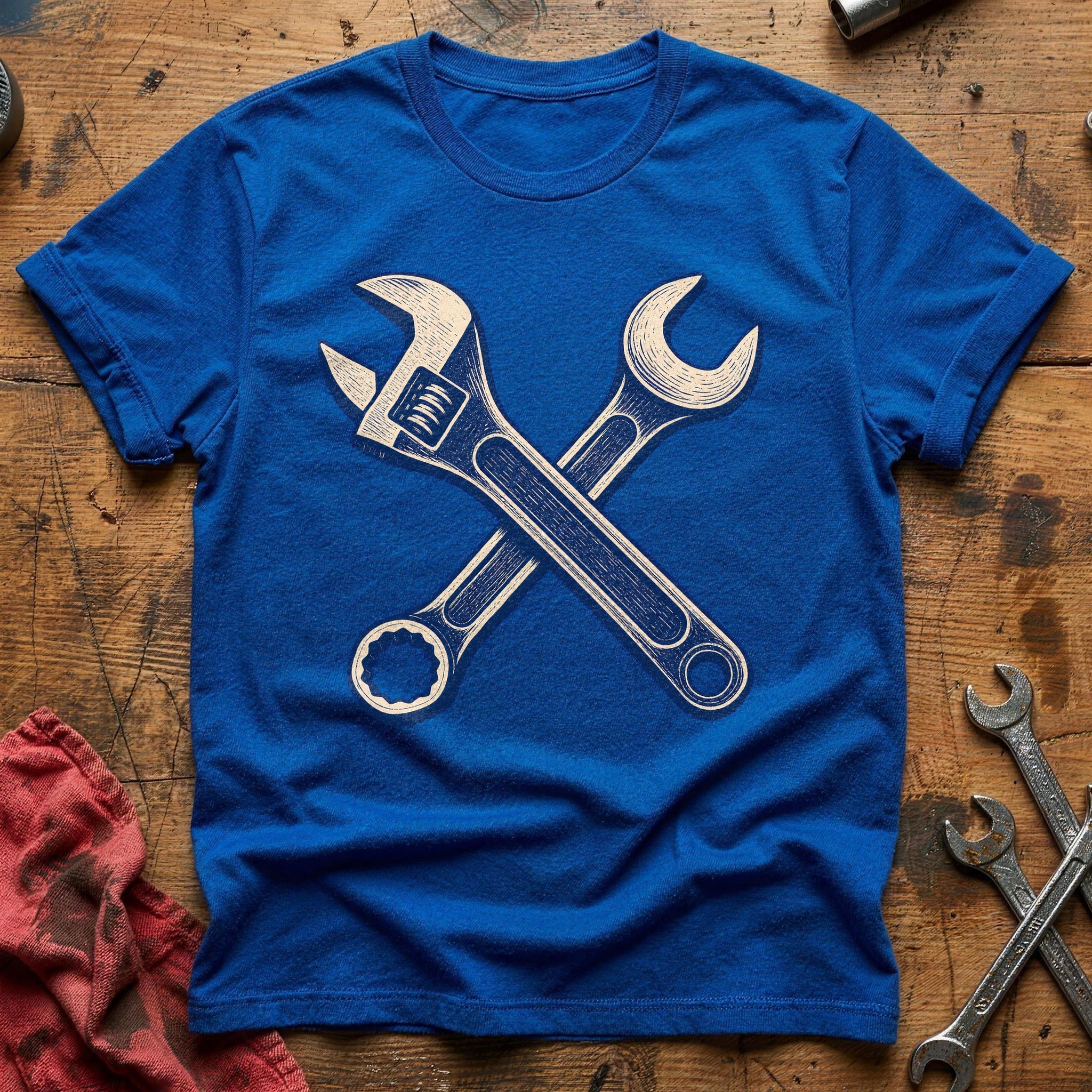 Two-Wrench Garage T-Shirt - Royal