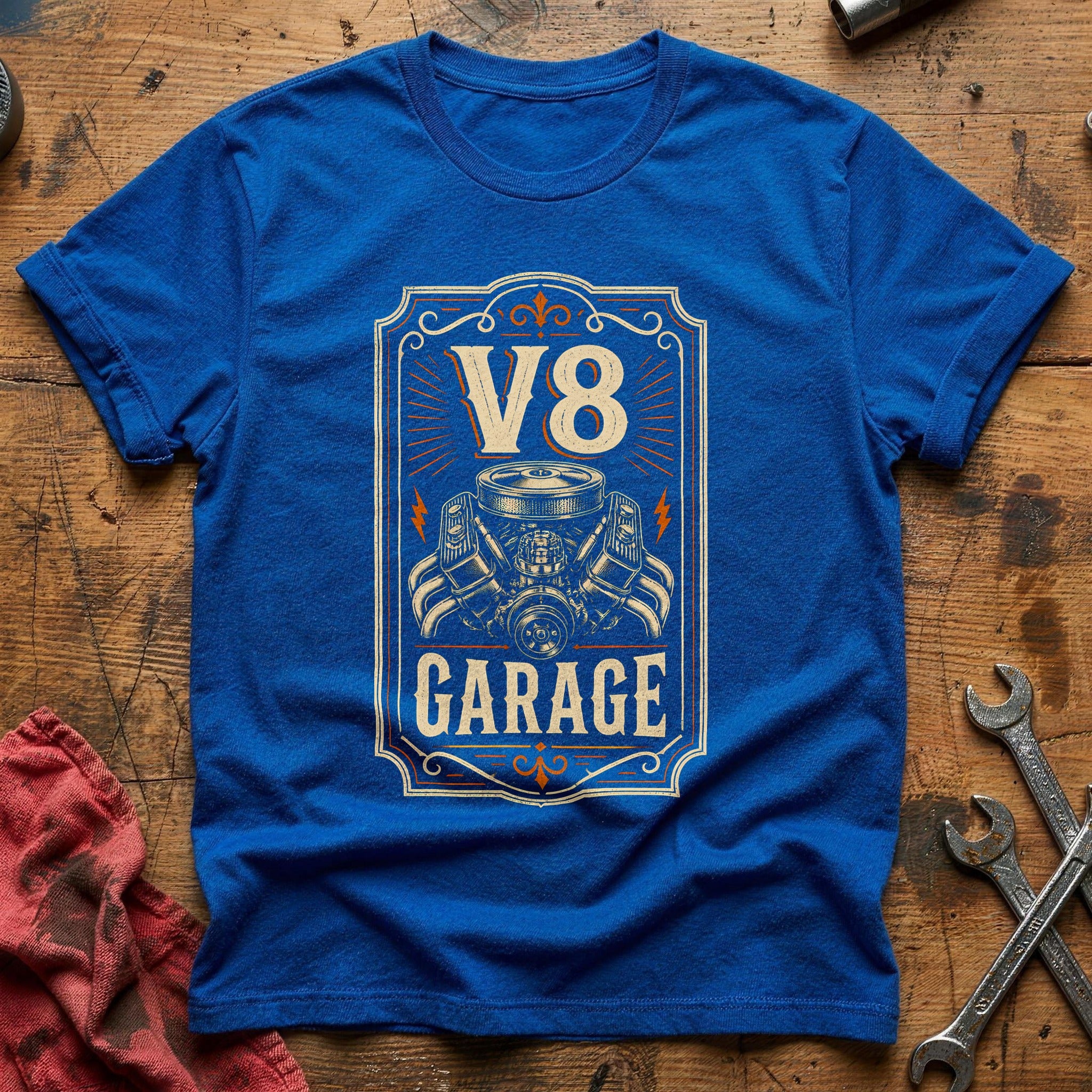 V8 Garage Matchbook 63 T-Shirt - Royal