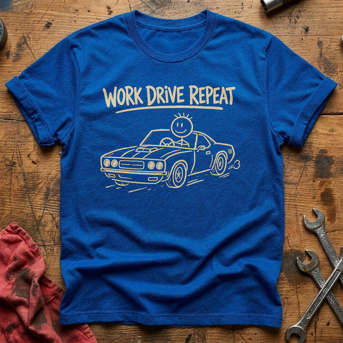 Work Drive Repeat 13 T-Shirt - Royal
