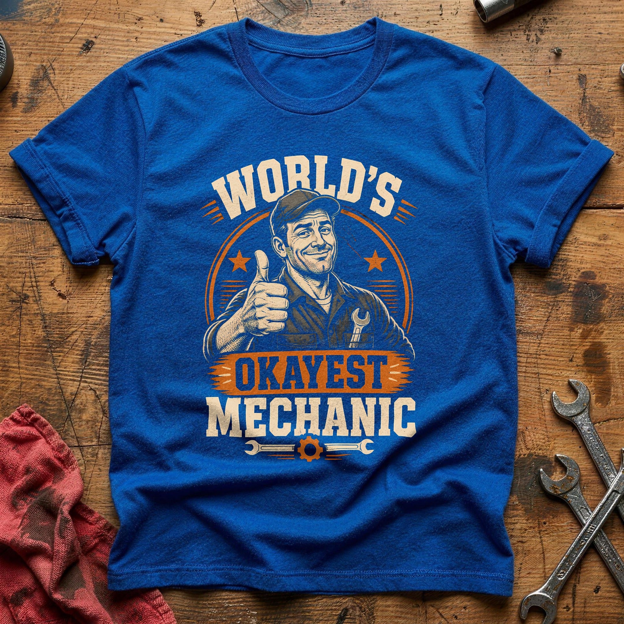 Worlds Okayest Mechanic 65 T-Shirt - Royal