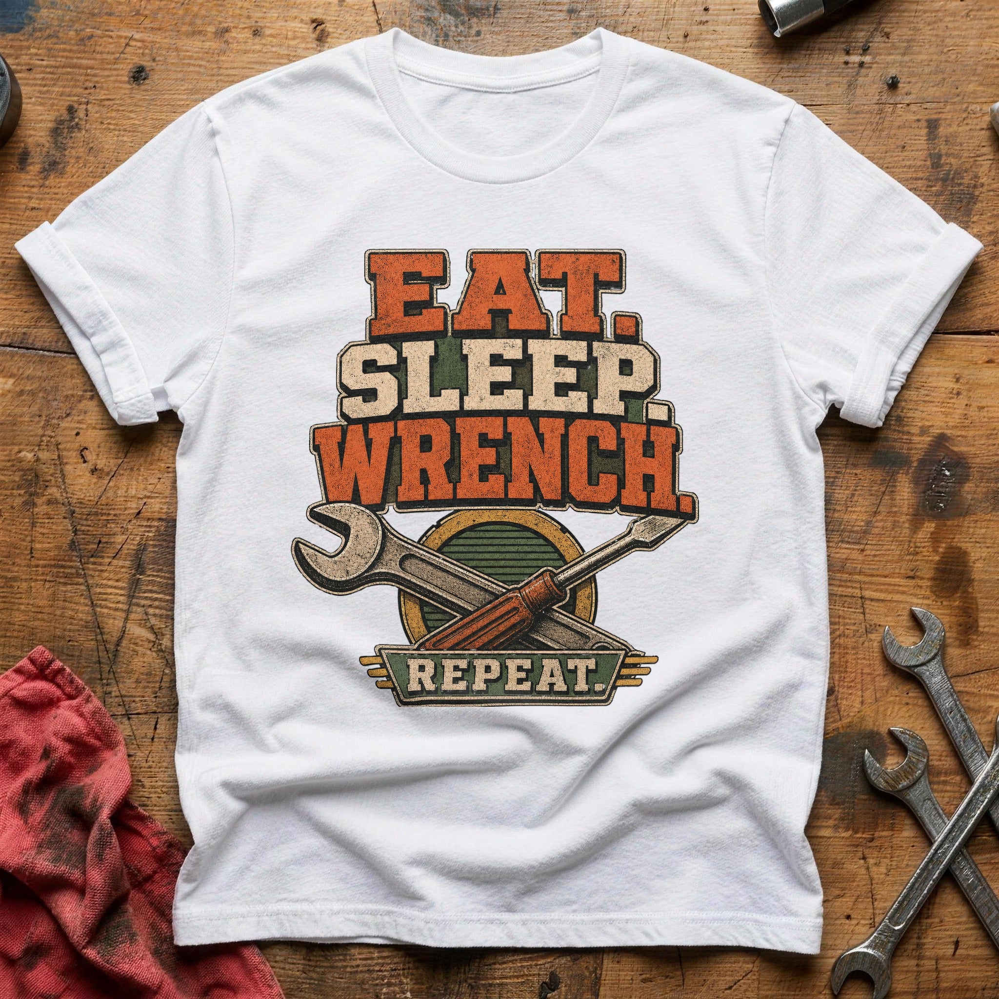 Eat Sleep Wrench Repeat T-Shirt - White