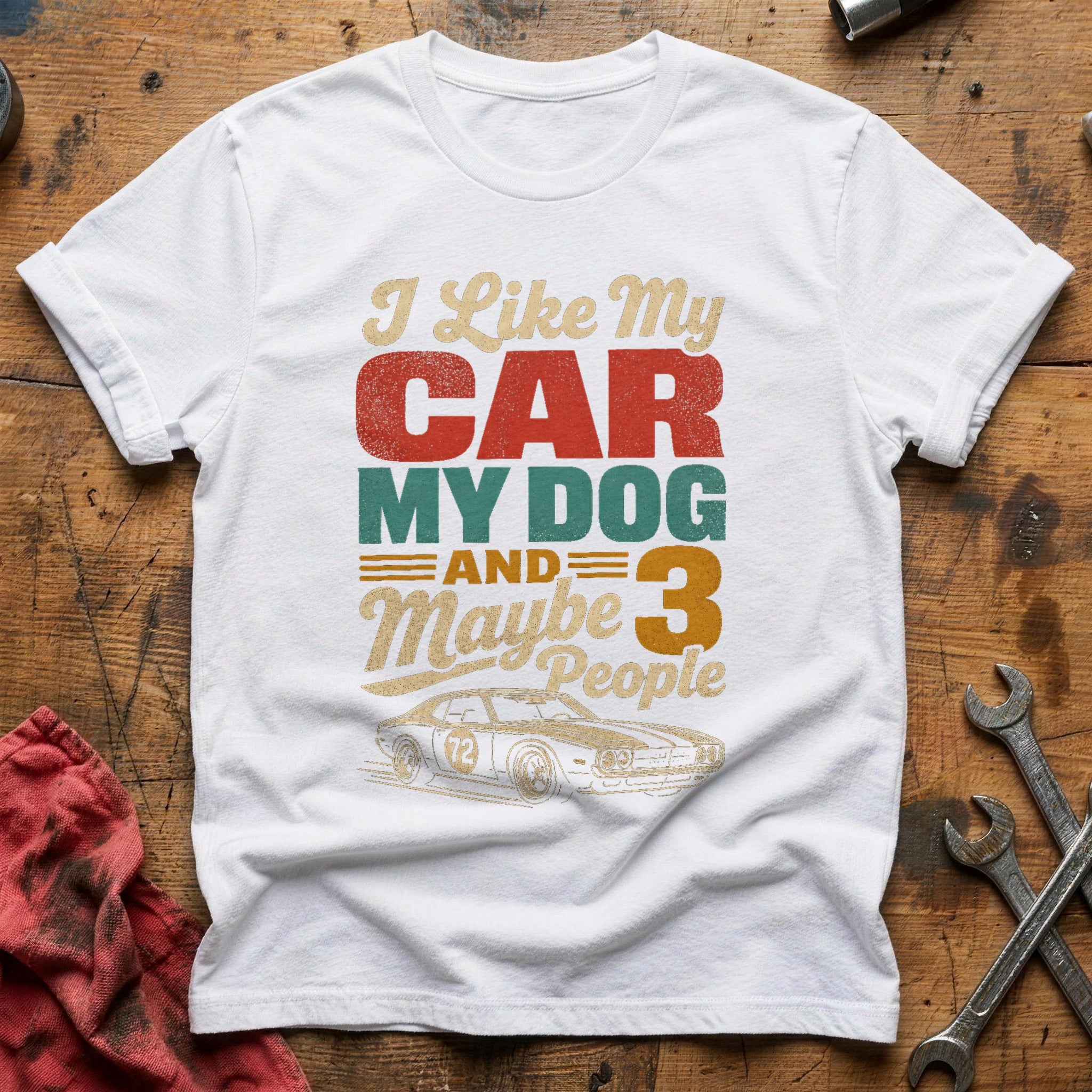 My Car, My Dog, 3 People T-Shirt - White