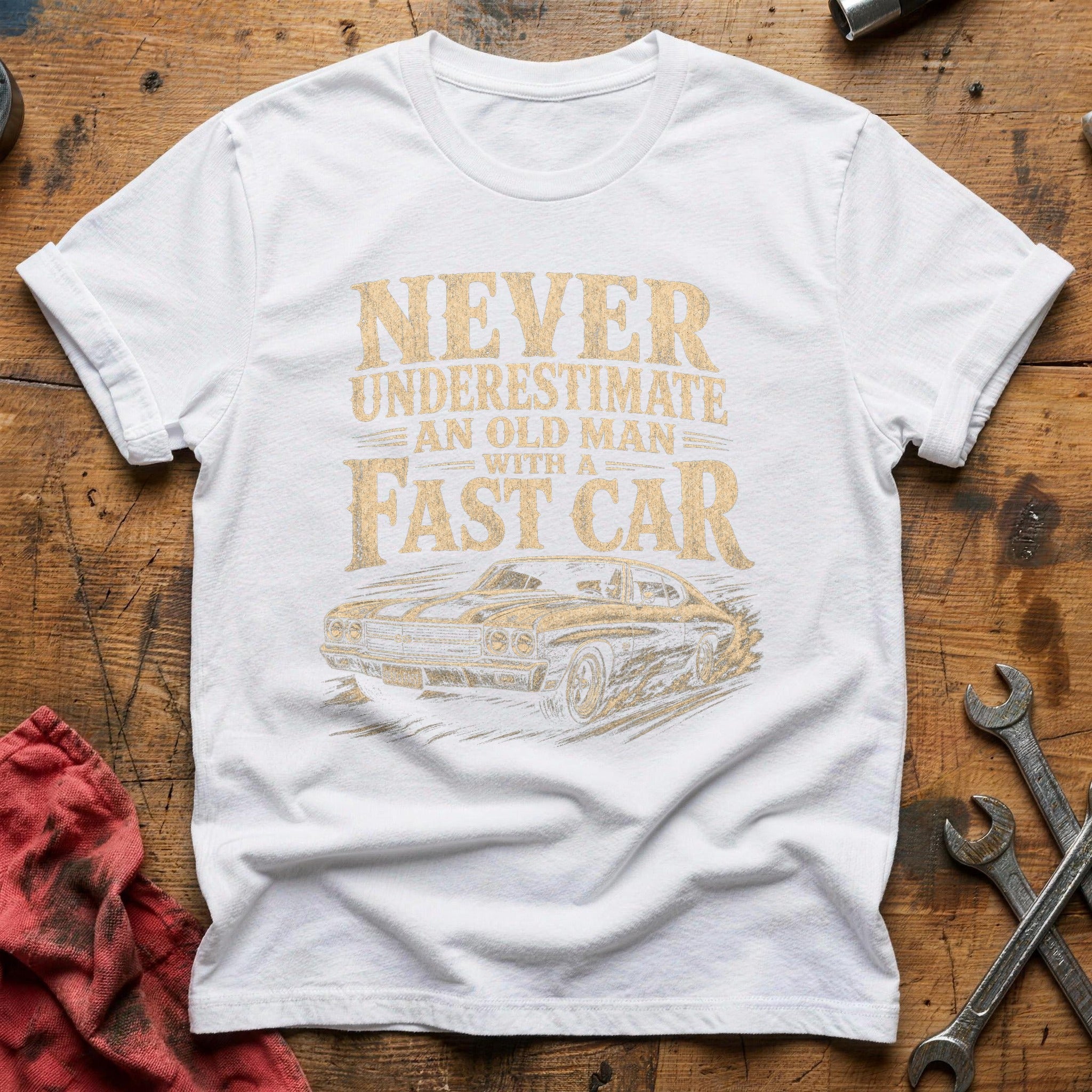 Old Man, Fast Car T-Shirt - White