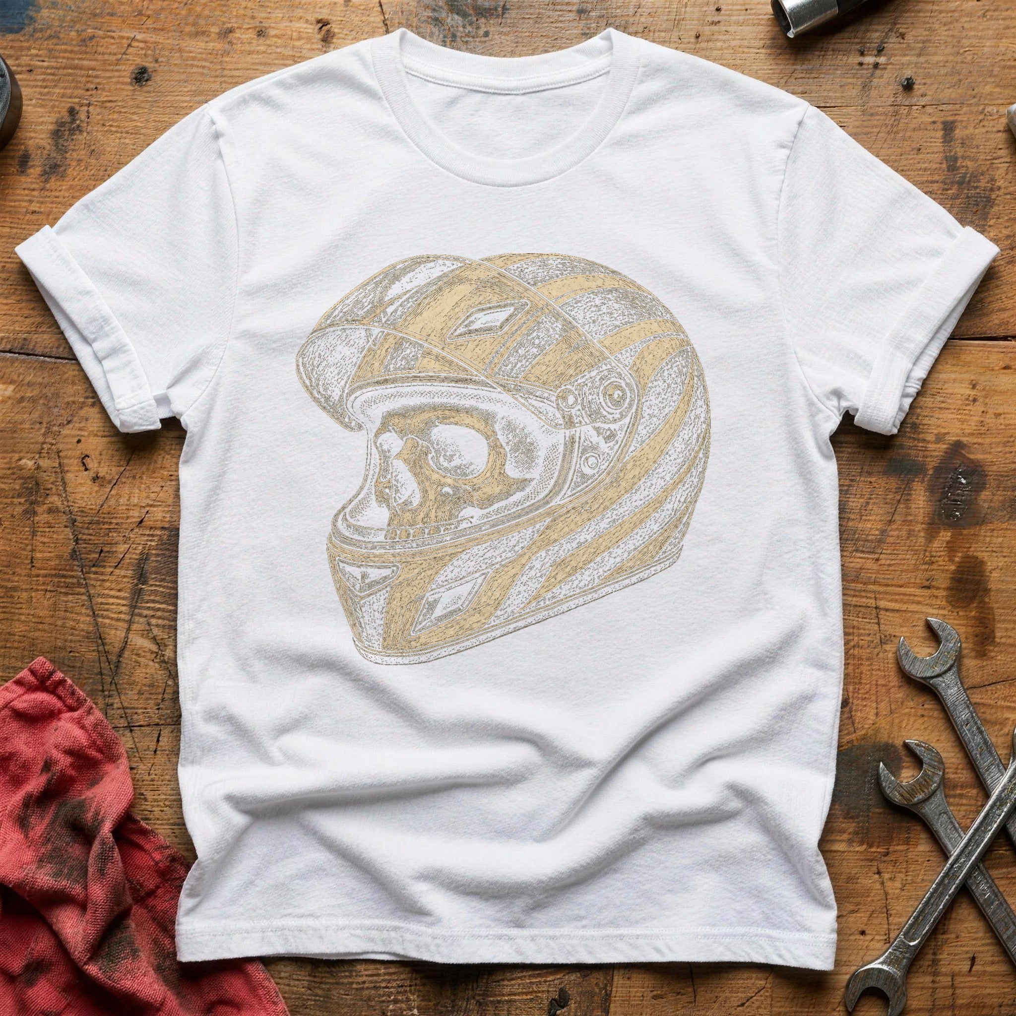Sketch Racer Skull T-Shirt - White