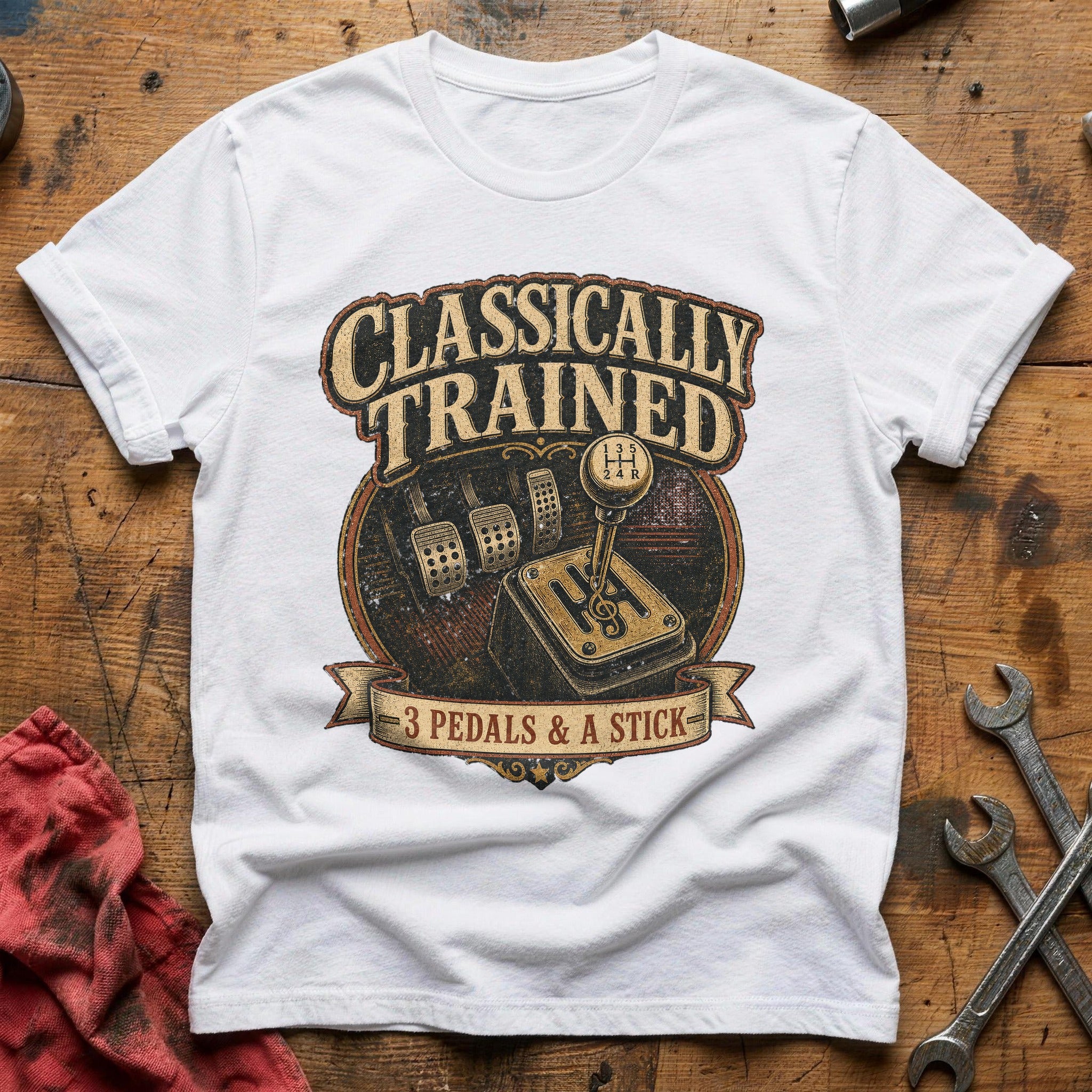 Stick Shift Scripture T-Shirt - White