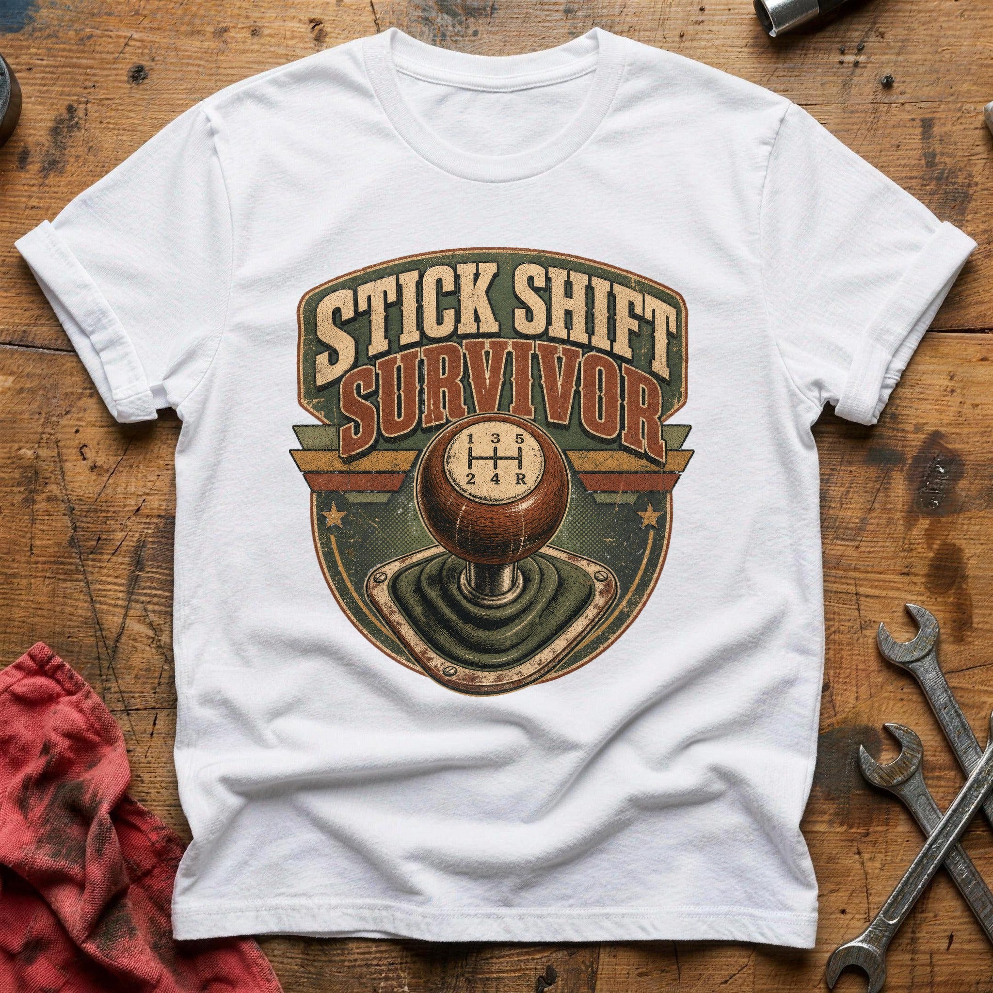 Stick Shift Survivor T-Shirt - White