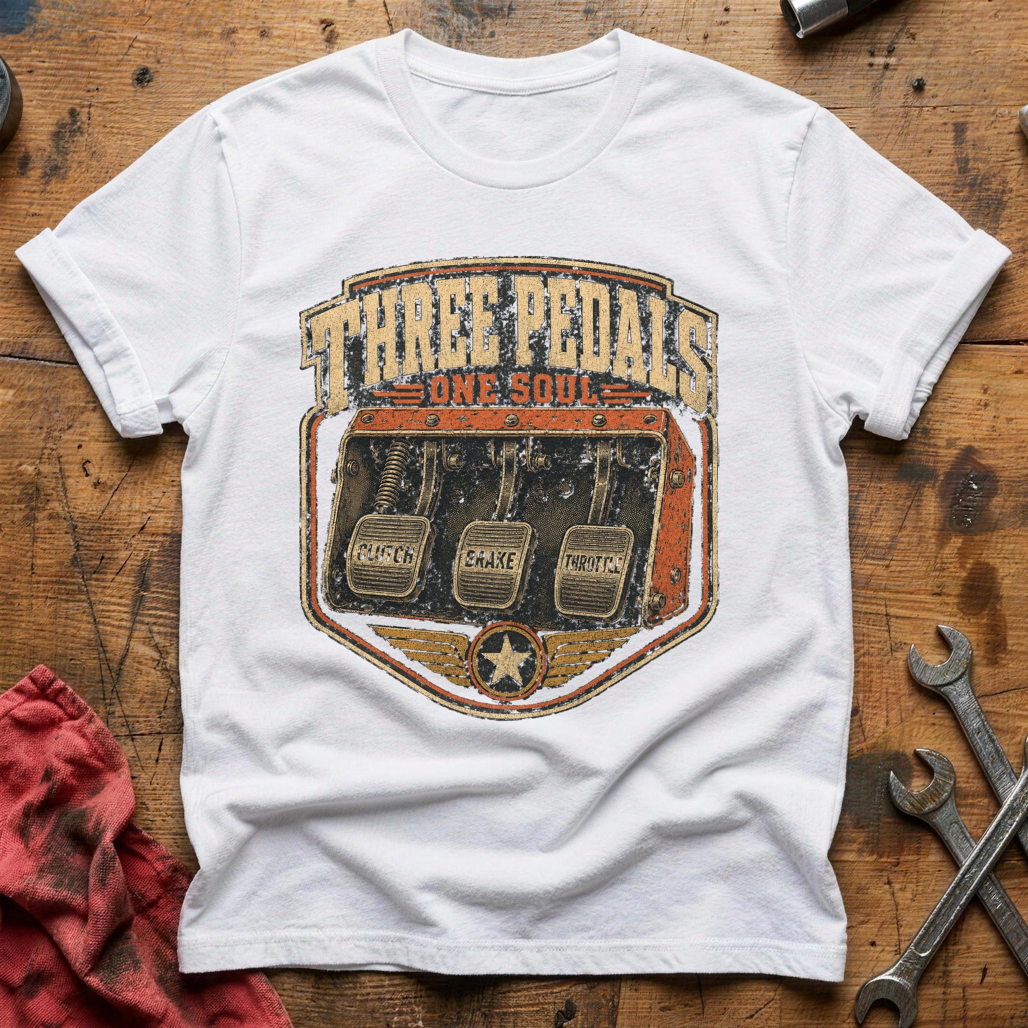 Three Pedals, One Soul T-Shirt - White