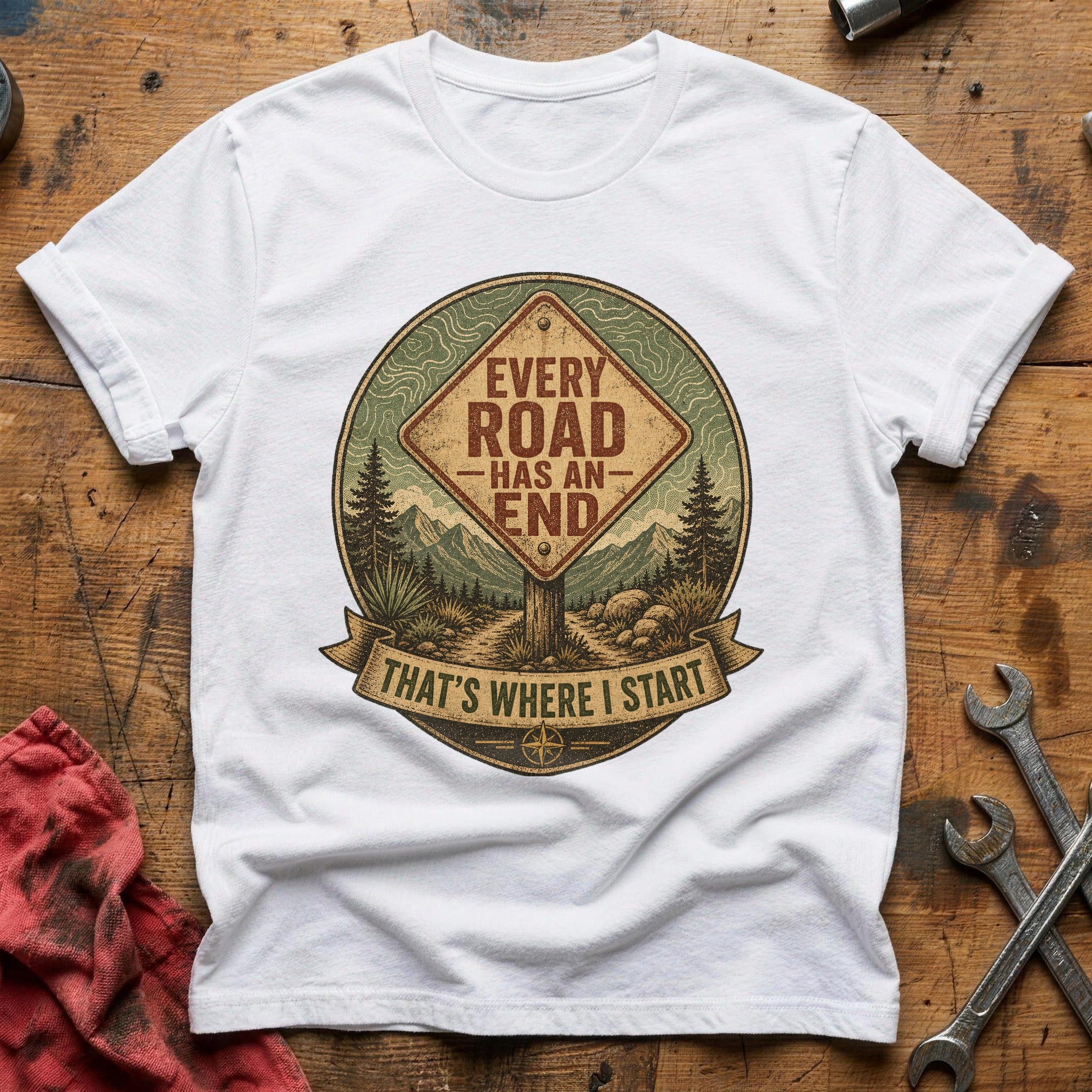 Where the Road Ends T-Shirt - White